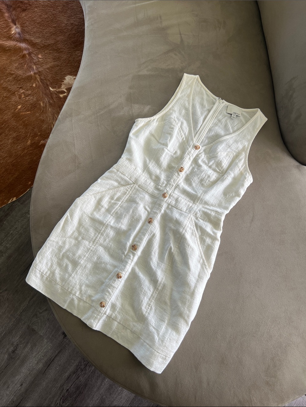 Greylin White Sleeveless Button-Front Mini Dress